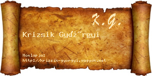 Krizsik Györgyi névjegykártya